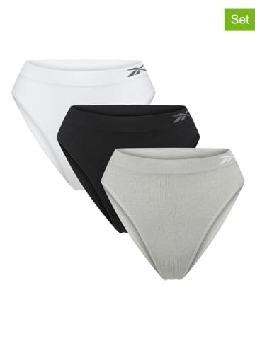 Reebok Figi high waist (3 pary) w kolorze białym, czarnym i szarym