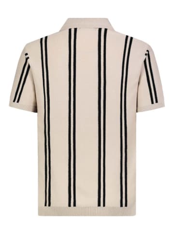 Sublevel Strickpoloshirt in Beige/ Schwarz