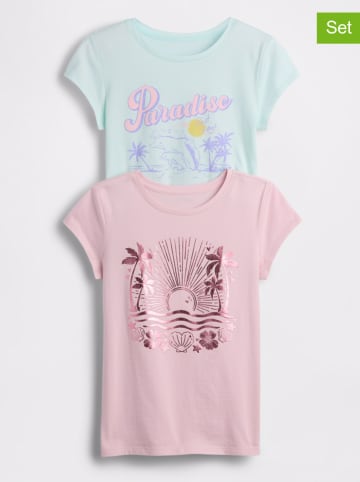 GAP 2-delige set: shirts lichtblauw/lichtroze