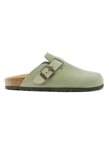 Mandel Leder-Clogs "Noe" in Oliv