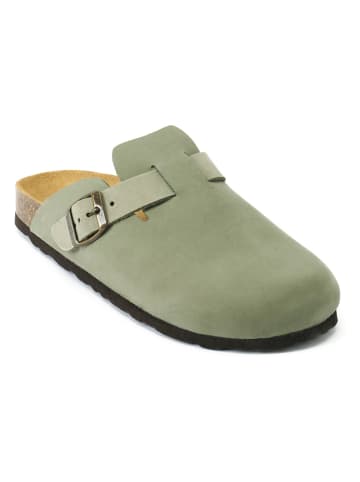 Mandel Leder-Clogs "Noe" in Oliv