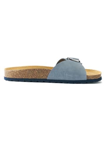 Mandel Leder-Pantoletten "Agata" in Hellblau