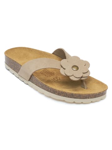 Mandel Leder-Zehentrenner "Lene" in Beige