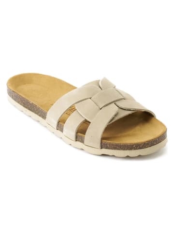 Mandel Leren slippers "Clara" beige