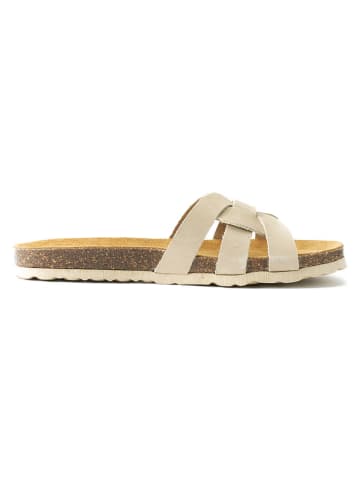 Mandel Leren slippers "Clara" beige