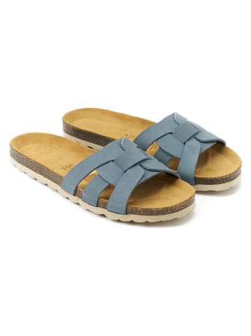 Mandel Leren slippers "Clara" lichtblauw