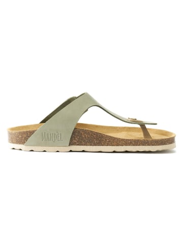Mandel Leren teenslippers "Blanca" kaki