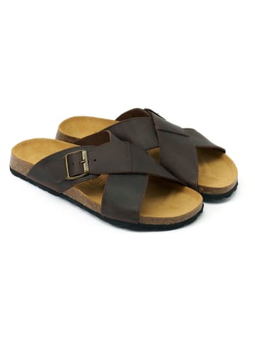 Mandel Leren slippers "Ramon" bruin