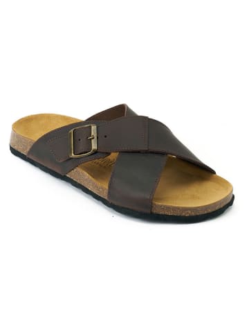 Mandel Leren slippers "Ramon" bruin