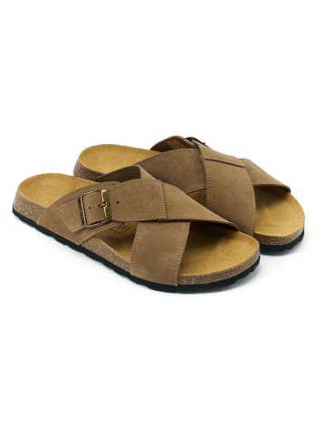 Mandel Leren slippers "Ramon" lichtbruin