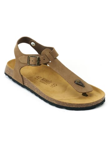 Mandel Leren teensandalen "Leon" bruin