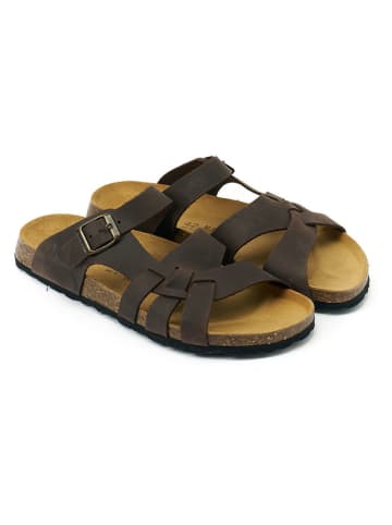 Mandel Leren slippers "Alvaro" bruin