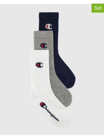 Champion 3-delige set: sokken wit/grijs/donkerblauw