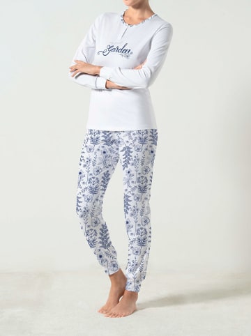COTONELLA Pyjama wit/blauw