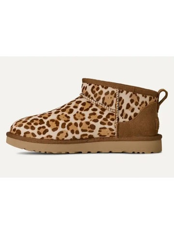 UGG Skórzane botki "Classic Ultra Mini" w kolorze jasnobrązowo-beżowym