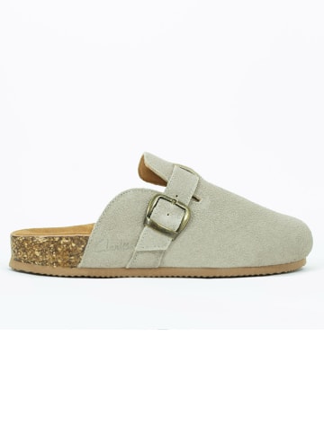 Clarks Leder-Clogs in Hellgrau