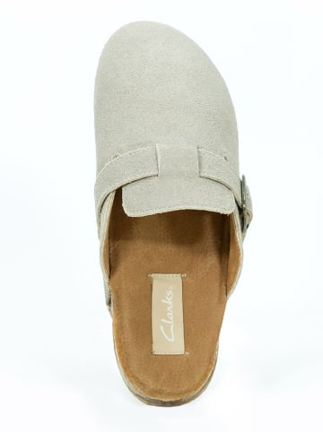 Clarks Leder-Clogs in Hellgrau