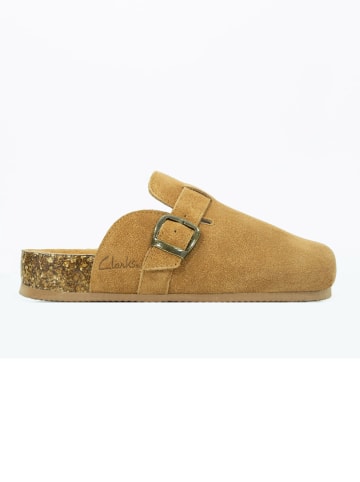 Clarks Skórzane chodaki w kolorze karmelowym