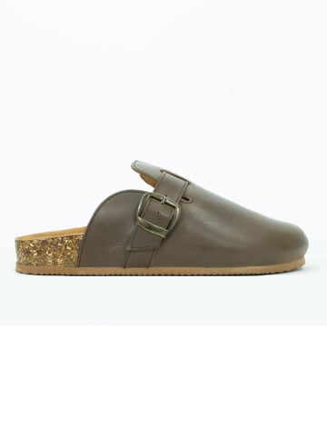 Clarks Leren clogs taupe