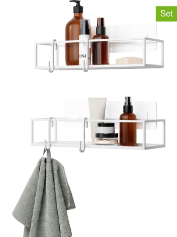 umbra 2er-Set: Duschablagen ''Cubiko'' in Weiß - (B)32 x (H)6 x (T)12 cm