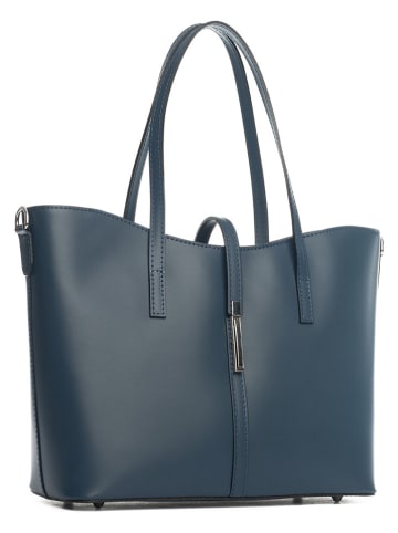 Lia Biassoni Skórzany shopper bag "Parma" w kolorze granatowym - 40 x 27 x 14 cm