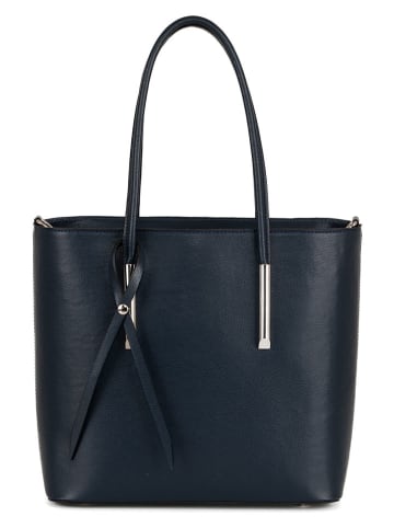 Lia Biassoni Leder-Schultertasche "Mallero" in Dunkelblau - (B)32 x (H)30 x (T)12 cm