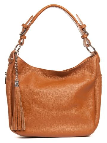 Lia Biassoni Leren schoudertas "Monate" cognackleurig - (B)36 x (H)26 x (D)10 cm