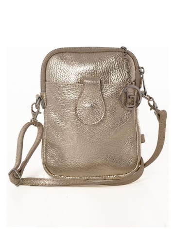 Lia Biassoni Leder-Handytasche "Paglia" in Gold - (B)15 x (H)20 x (T)1 cm
