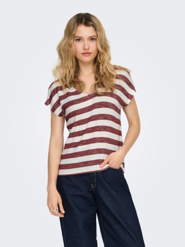 ONLY Shirt in Bordeaux/ Weiß