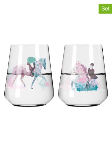 RITZENHOFF 2er-Set: Wassergläser "Online Reitgold" in Rosa/ Türkis - 510 ml