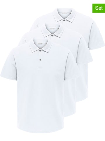 ONLY & SONS Koszulki polo (3 szt.) "Gordon" w kolorze białym