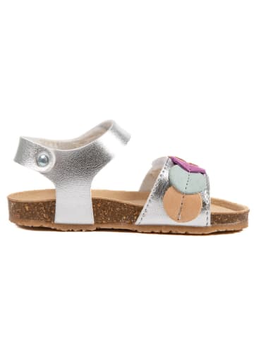billowy Leren sandalen "Rosso" zilverkleurig
