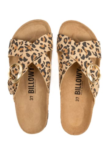 billowy Pantoletten in Braun/ Beige
