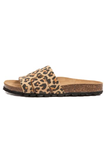 billowy Pantoletten in Braun/ Beige