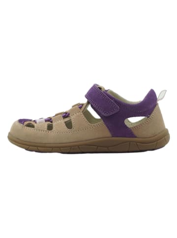 lamino Leren barefootenkelsandalen paars/beige