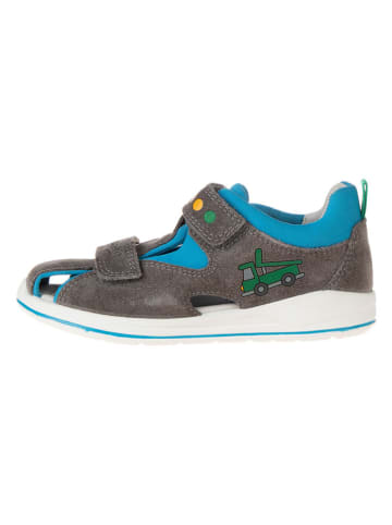 superfit Leder-Halbsandalen in Grau/ Blau