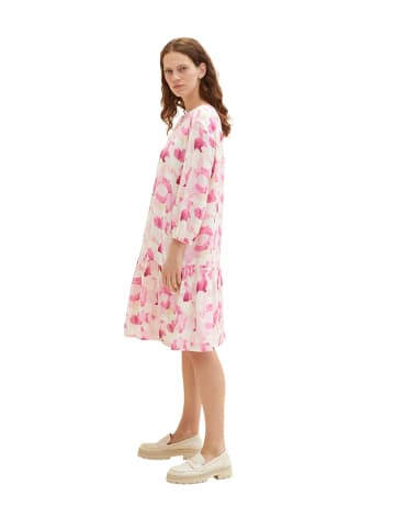 Tom Tailor Kleid in Pink/ Creme