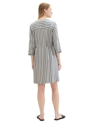 Tom Tailor Kleid in Dunkelblau/ Weiß