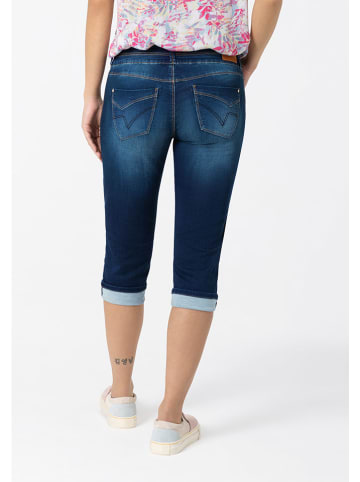 Timezone Spijkercapribroek "Enya" - slim fit - donkerblauw