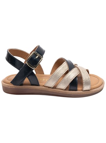 bisgaard Leren sandalen goudkleurig/donkerblauw