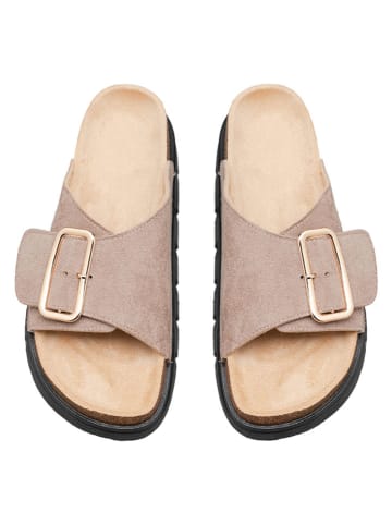 C'M Pantoletten in Taupe