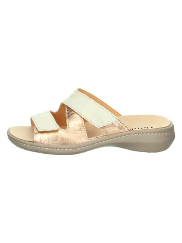 Think! Leren slippers "Camilla" crème/goudkleurig