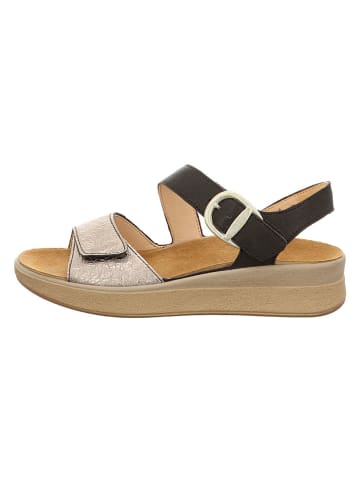 Think! Leder-Sandalen "Meggie" in Dunkelbraun/ Gold
