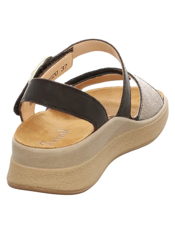 Think! Leder-Sandalen "Meggie" in Dunkelbraun/ Gold