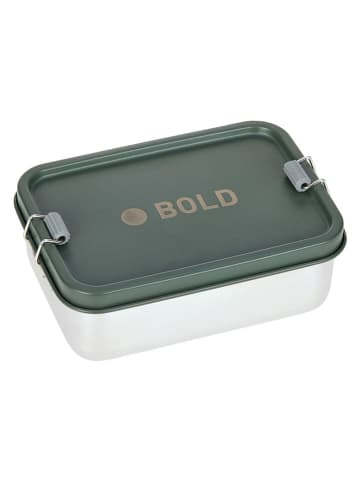 Lässig Lunchbox ''Solid'' zilverkleurig/olijfgroen - (B)18 x (H)6,9 x (D)13,3 cm