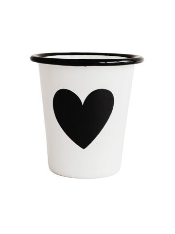 Eulenschnitt Kaffeebecher "Herz" in Weiß/ Schwarz - 290 ml