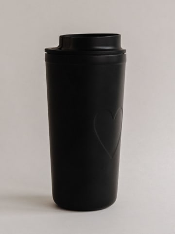 Eulenschnitt Thermobecher "Herz" in Schwarz