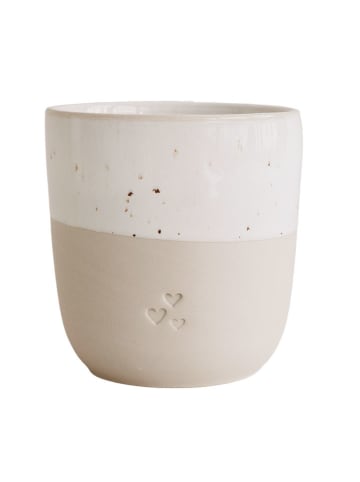Eulenschnitt Kaffeebecher "Herzen" in Creme/ Weiß - 320 ml