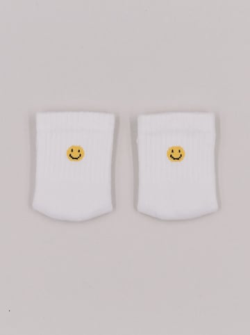 Eulenschnitt Socken "Smiley" in Weiß