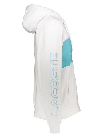 Lacoste Sweatjacke in Weiß/ Türkis